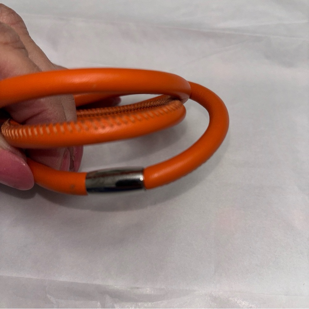 Brighton Triple Orange Leather Bracelet with Silver Accent Length 23 1/2